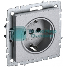 Розетка 1-местная IEK BRITE РС14-1-0-БрА (BR-R14-16-K47) с заземлением, с защитными шторками, 16А, алюминий