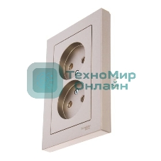 Розетка 2-м AtlasDesign без заземл. 16А в сборе шампань SchE ATN000520