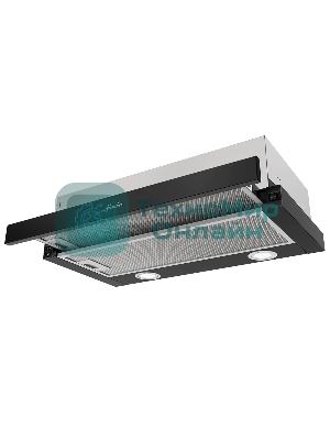 Встраиваемая вытяжка MONSHER, телескопическая, 60 см, High-Tech, макс. Производительность 650 м3/ч, 2 скорости, механическое управление, светодиодное освещение, уровень шума 53 дБ, черный