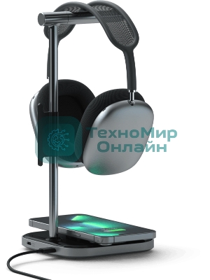 Подставка для наушников 2-в-1 с беспроводным зарядным устройством Satechi 2 in 1 Headphone Stand with Wireless Charger, Серый Космос