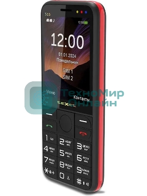 Мобильный телефон TeXet TM-315 черный-красный
