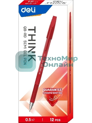 Набор ручек шариковых Deli Think EQ8-RD, красные чернила (12шт), линия 0.5мм