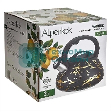 Чайник для плиты ALPENKOK AK-538 из нерж.стали 3л,со свистком,индукционное дно