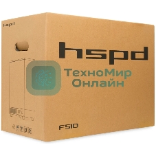 Компьютерный корпус без блока питания HSPD F510, Panoramic Mid Tower, черный, TG, 0.5 SPCC, no fans ATX, mATX, mITX 180/280/160мм 1x2.5