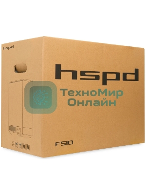 Компьютерный корпус без блока питания HSPD F510, Panoramic Mid Tower, черный, TG, 0.5 SPCC, no fans ATX, mATX, mITX 180/280/160мм 1x2.5
