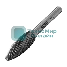 Борфреза по металлу Denzel твердосплавная, элипсообразная, тип-H, 12 мм