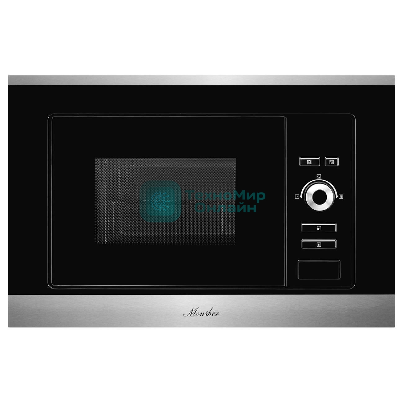 Встраиваемая микроволновая печь Monsher MMH 201 BX 60 см, 20 л, 8 автоматических кулинарных программ, 5 режимов мощности, функция размораживания по весу полуфабрикатов или по времени, черный и нерж.