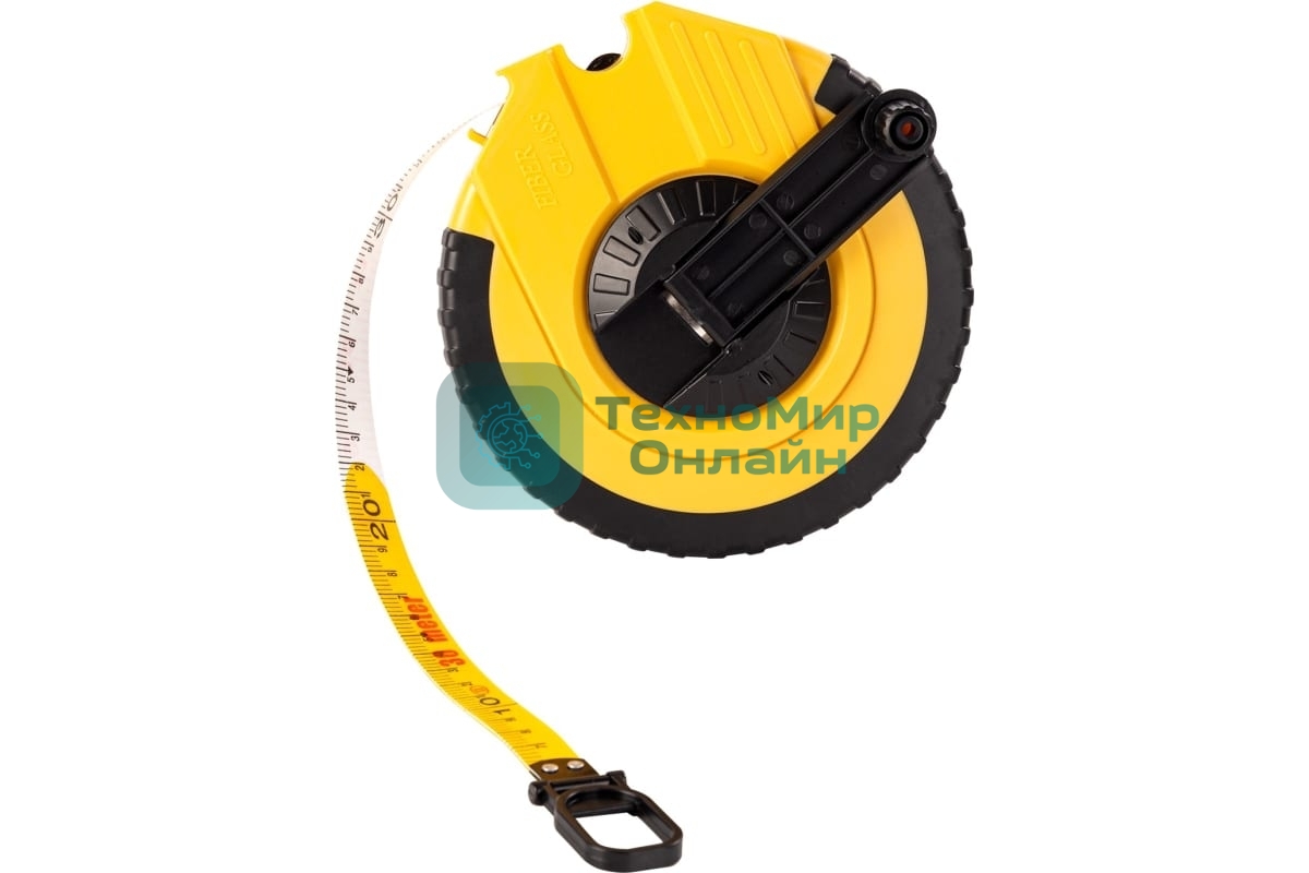 Мерная лента Deli DL9830ZY 30м x 14.5мм Ударопрочный корпус. Основной класс точности. Метрическое полотно из стекловолокна и ПВХ.