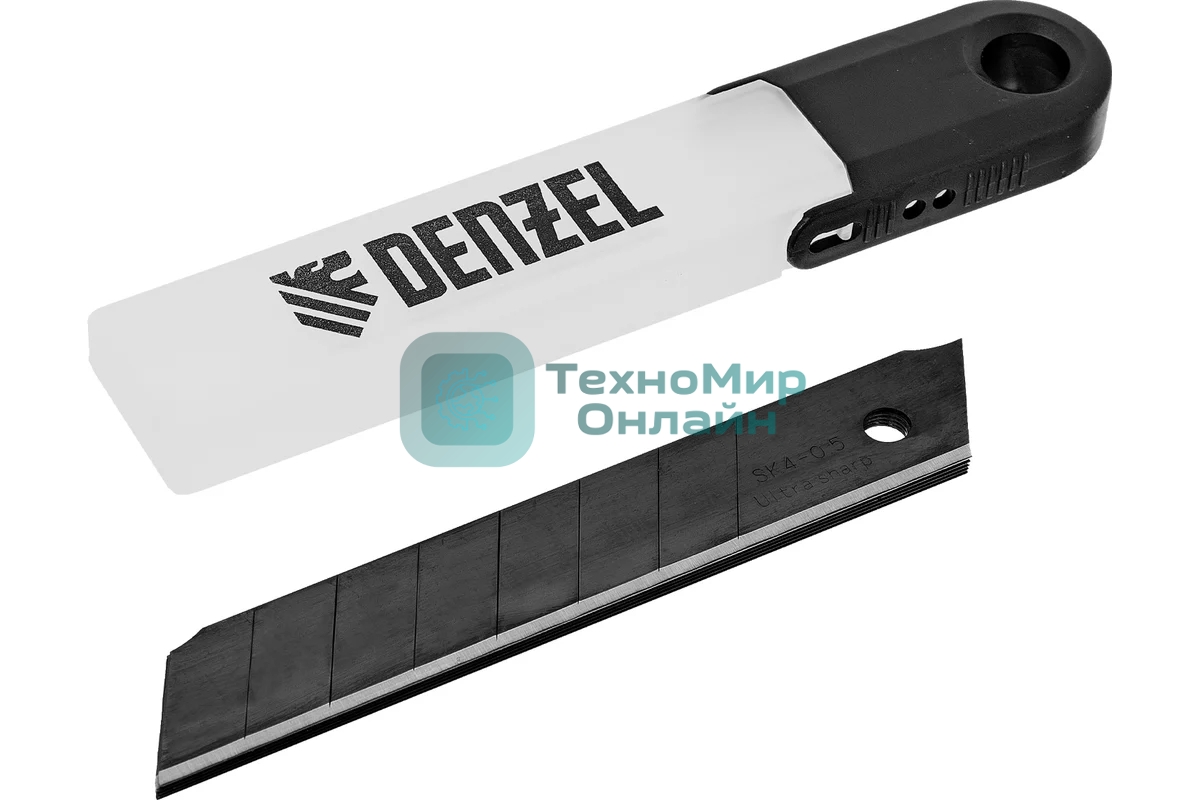 Лезвия Denzel 18 мм, сталь SK4 - 0,5 мм, супер острые, 5 шт.