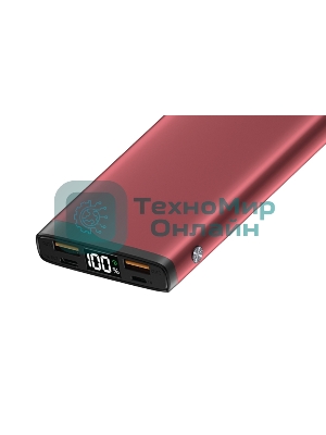 Портативный аккумулятор OLMIO QL-10, 10000mAh, 22.5W, QuickCharge3.0/PowerDelivery, LCD, красный,