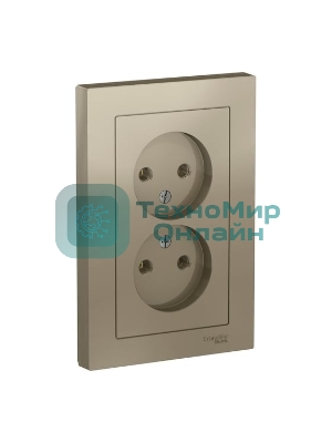 Розетка 2-м AtlasDesign без заземл. 16А в сборе шампань SchE ATN000520