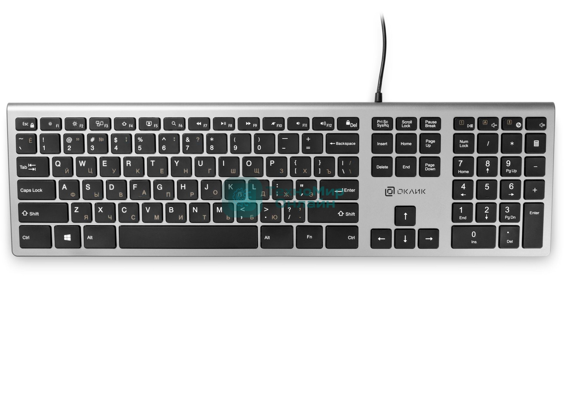 Клавиатура Oklick 890S проводная, USB Type-A, серый