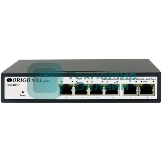 Коммутатор Smart Managed L2 PoE Switch 4 x 1000Base-T PoE+, 2 x 1000Base-T, PoE-60W budget