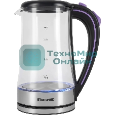 Чайник электрический Starwind SKG4045 1.8 л, 1800 Вт, черный/серебристый корпус: стекло