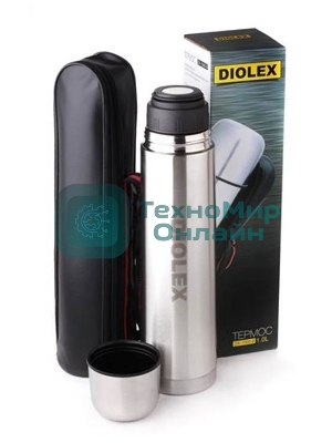 Термос Diolex DX-1000-B 1000 мл, с узкимгорлом, в чехле, нержавеющая сталь