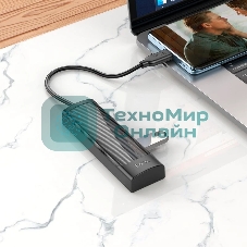 Разветвитель USB-C Hoco HB41 Type-C 4порт. черный