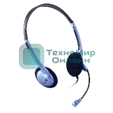 Проводные наушники Genius HS-02B синий/черный, накладные, Jack 3.5 мм, регулируемый микрофон