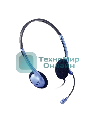 Проводные наушники Genius HS-02B синий/черный, накладные, Jack 3.5 мм, регулируемый микрофон