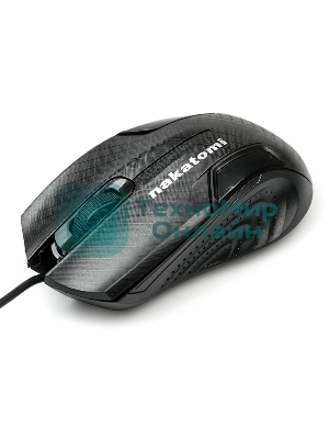 Мышь проводная Nakatomi MON-06U черный, 800 dpi, USB, кнопки - 3