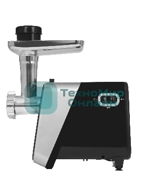 Мясорубка электрическая Renova MG260-R1BP черный, 2600 Вт, 2.5 кг/мин, реверс, защита от перегрузки, металлический лоток, насадки - 7