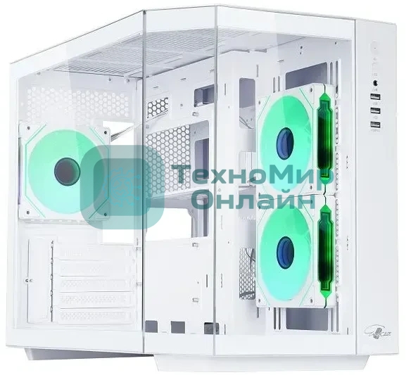 Корпус mATX Eurocase M2771 white, без БП, закаленное стекло 2 стороны