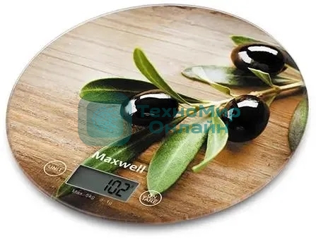 Весы кухонные электронные Maxwell MW-1468(BN) 5 кг, пластик, рисунок