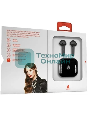 Наушники TWS uBear Vibe черный, вкладыши, Bluetooth, до 4 ч