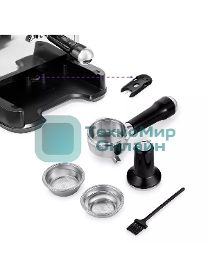 Кофеварка рожковая Kitfort КТ-7113 нержавеющая сталь, исп. кофе - молотый/зерновой, 2.3 л, 1770 Вт, 15 бар