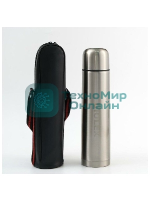 Термос Diolex DX-1000-B 1000 мл, с узкимгорлом, в чехле, нержавеющая сталь