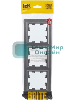 Рамка 3-мест. IEK BRITE РУ-3-БрС сталь