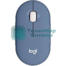 Мышь беспроводная Logitech Pebble M350 синий, 1000 dpi, радиоканал, Bluetooth, USB, кнопки - 3