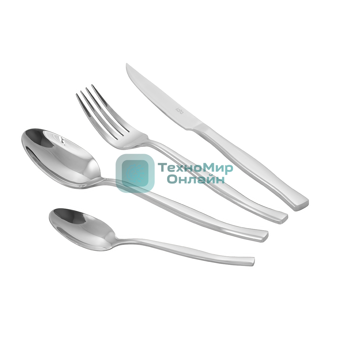 Набор столовых приборов LARA LR10-14/24 ORION 24 пр, зеркальная полировка, остр. вилка, нож для стейка