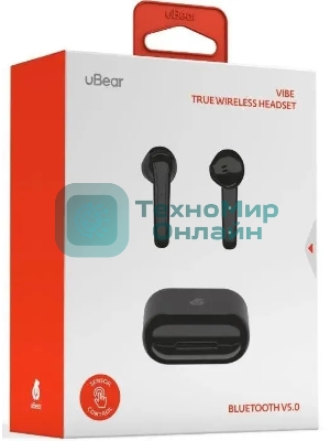 Наушники TWS uBear Vibe черный, вкладыши, Bluetooth, до 4 ч