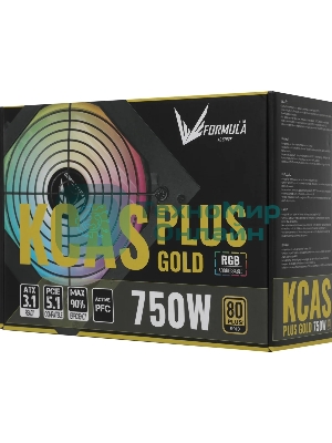 Блок питания Aerocool/Formula ATX 750W AC KCAS PLUS GOLD 750W RGb 80 PLUS gold (20+4pin) APFC 120мм fan color LED 8xSATA RTL