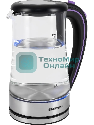 Чайник электрический Starwind SKG4045 1.8 л, 1800 Вт, черный/серебристый корпус: стекло