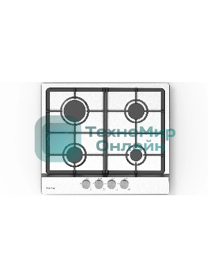 Газовая варочная панель Evelux HEG 633 X Hi-Tech, 60 см, 4 конфорки, чугунные решетки, газ-контроль, электроподжиг, механическое управление, нержавеющая сталь