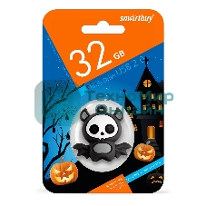 Флешка USB Smartbuy Wild Bat (SB32GbBat), 32Gb, USB 2.0, R/W 25/15, черный/серый/белый