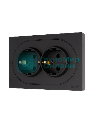 Розетка 2-м LEZARD СП OSEN с заземл. ПБТ, механизм, черный бархат 743-4200-127B