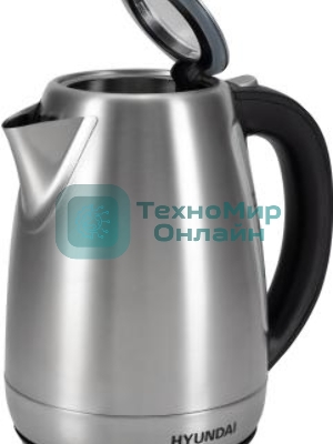 Чайник электрический Hyundai HYK-S8408 1.7 л, 2200 Вт, серебристый матовый/черный (корпус: нержавеющая сталь)