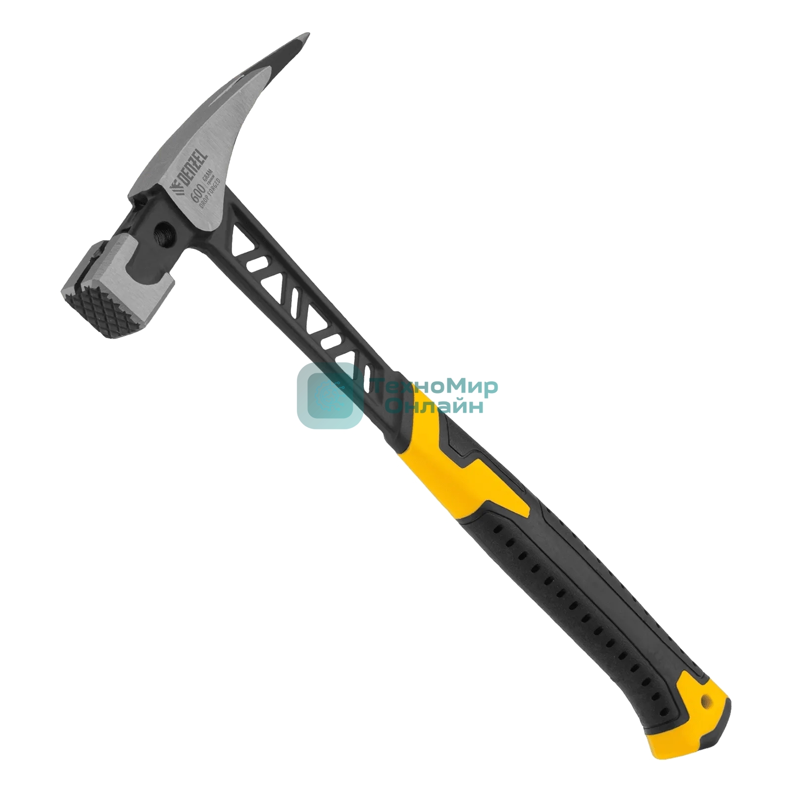 Молоток кровельщика Denzel 600 г, цельнокованый, боек с магнитом, двухкомп. обрезин. рук-ка