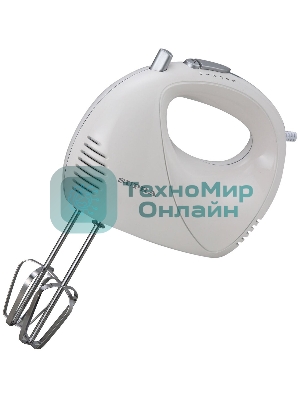 Миксер SUPRA MXS-527 500 Вт.Режим Турбо. 5 скоростей. Две насадки: для взбивания яиц и крема и для замеса тяжелого теста. белый.