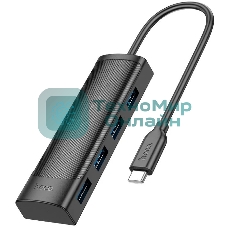Разветвитель USB-C Hoco HB41 Type-C 4порт. черный