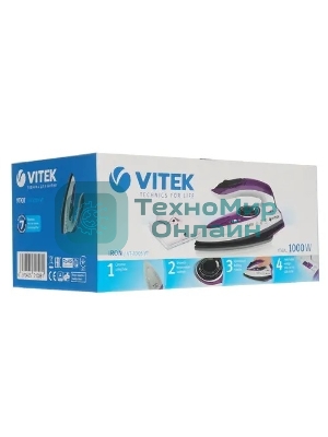Утюг дорожный Vitek VT-8305 1000 Вт белый/фиолетовый