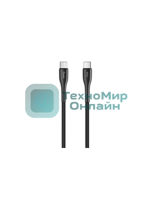 Кабель OLMIO STYLE, Type-C - Type-C, 60W, 1.2м, тканевая оплетка, черный