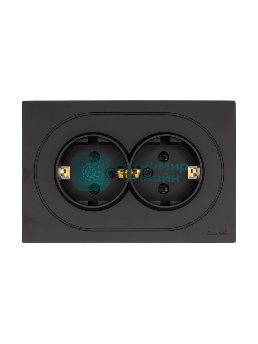 Розетка 2-м LEZARD СП OSEN с заземл. ПБТ, механизм, черный бархат 743-4200-127B