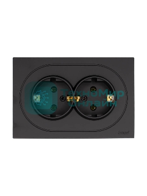 Розетка 2-м LEZARD СП OSEN с заземл. ПБТ, механизм, черный бархат 743-4200-127B