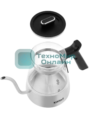 Чайник электрический Kitfort КТ-8707 0.8л. 1300Вт нержавеющая сталь/черный корпус: Металл/стекло/пластик
