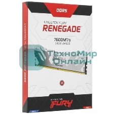 Оперативная память Kingston Fury Renegade, DDR5, 32Gb (2x16GB), 7600MHz, CL38, DIMM, с радиаторами, белый/серебристый