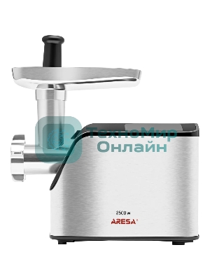 Мясорубка электрическая ARESA AR-2107 серебристый, 2500 Вт, 2.8 кг/мин, реверс, защита от перегрузки, насадки - 5