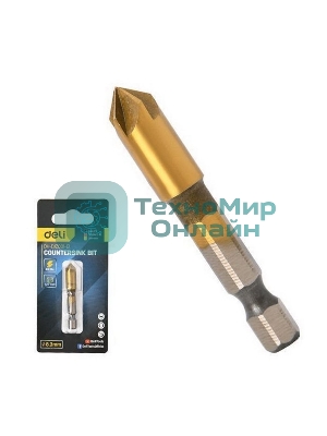 Зенковка конусная под М4 по металлу/дереву/пластику Deli DH-DJZ001-E1 8,3 мм, сталь HSS, угол заточки 90 град., шестигранный хвостовик